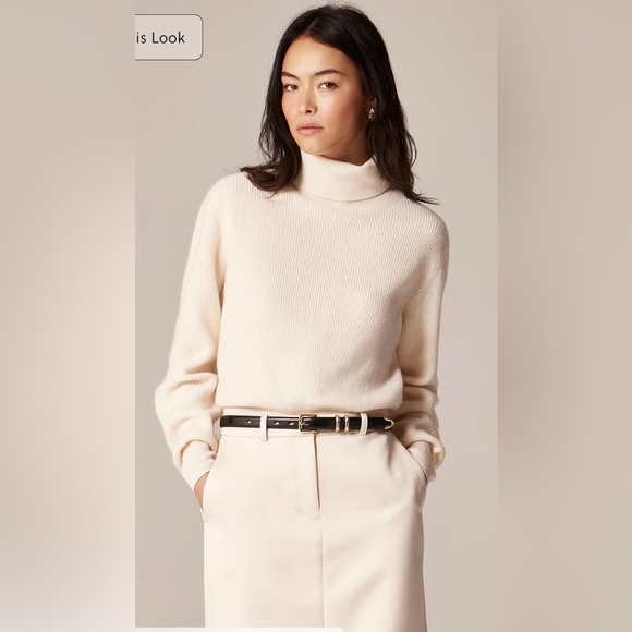 J. Crew Sweaters - J.Crew Ribbed cashmere turtleneck sweater in heather muslin